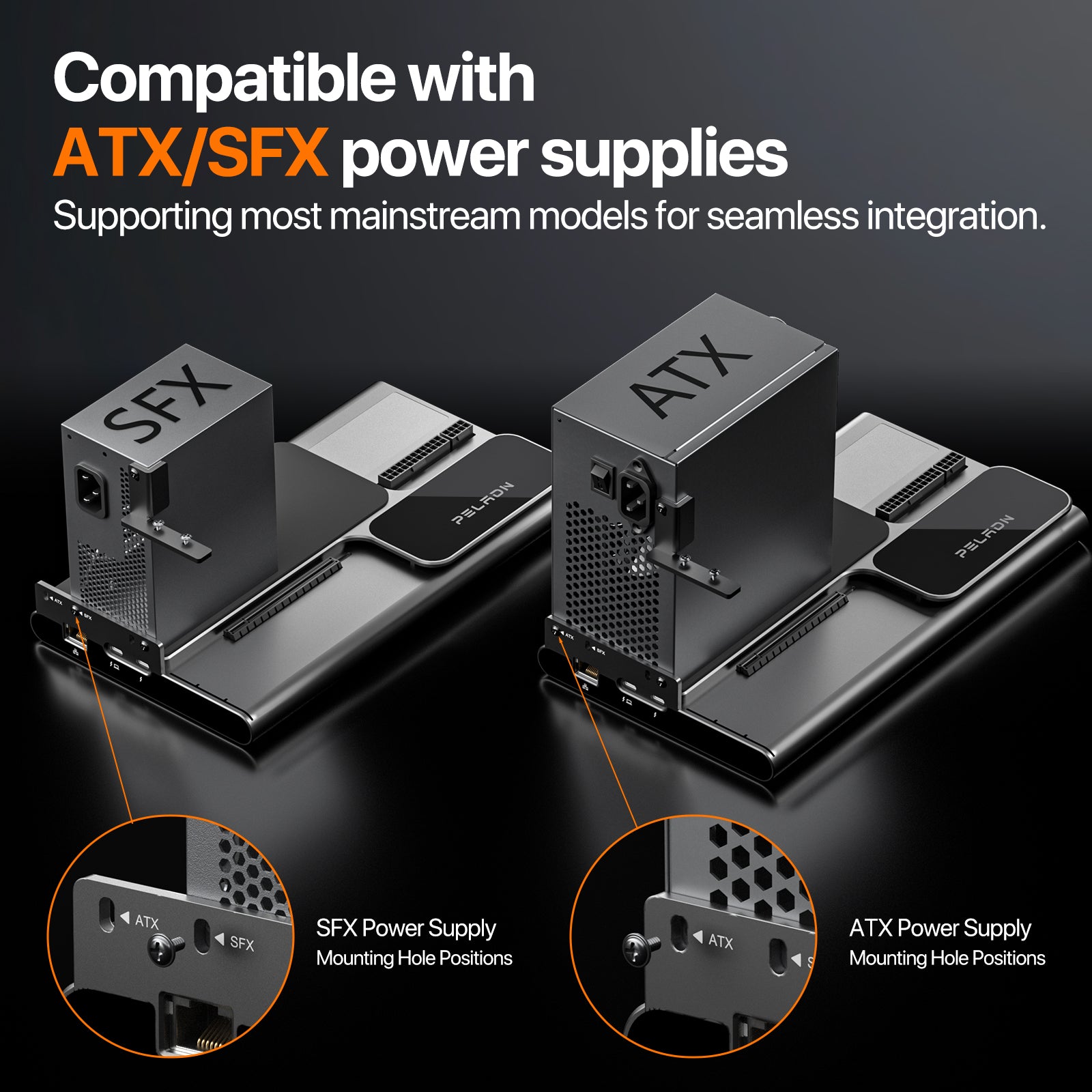 PELADN S-3 External GPU Dock Station, Compatable Thunderbolt5, Support ATX Standard Power Supplies,Interface Graphics Dock Station