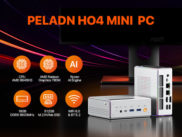 PELADN HO-4 Mini PC AMD Ryzen 7 8845HS