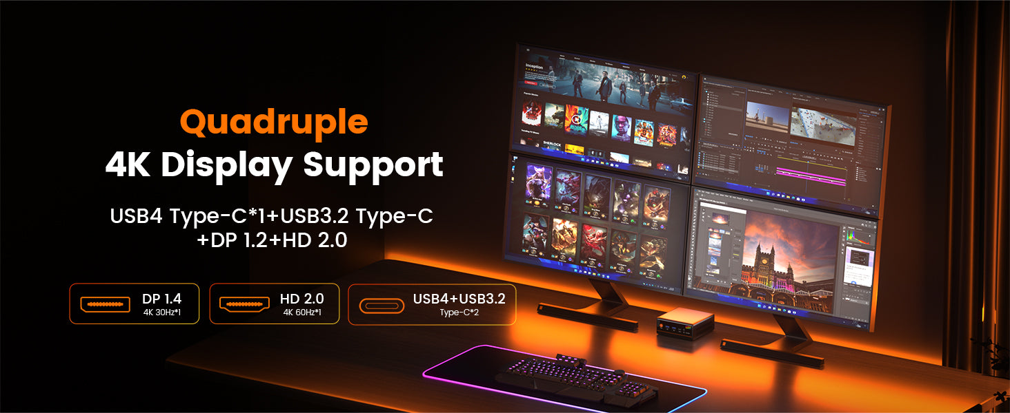 4K Display,USB4 Type-C,USB3.2 Type-C,DP1.2