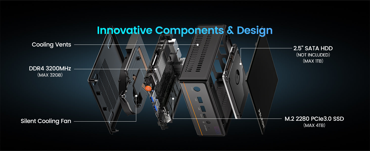 DDR4 3200MHz RAM max 32GB / M.2 2280 PCIe Gen3x4 SSD up to 4TB