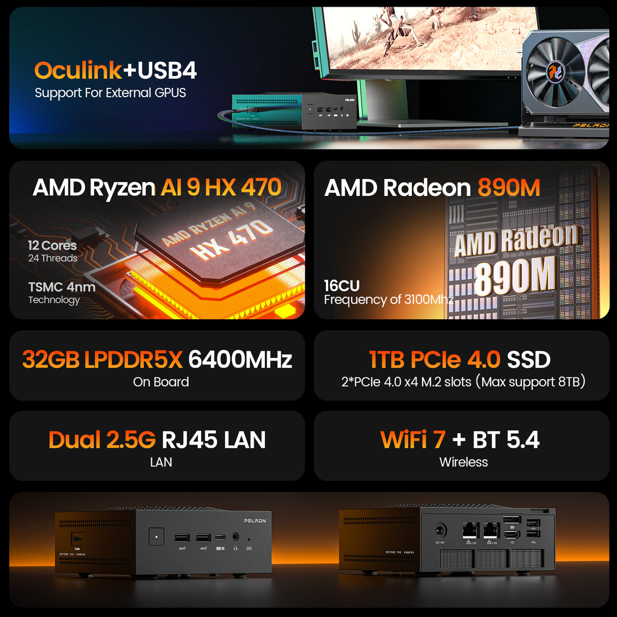 PELADN AI 470 Mini PC – AMD Ryzen™ AI 9 HX 470