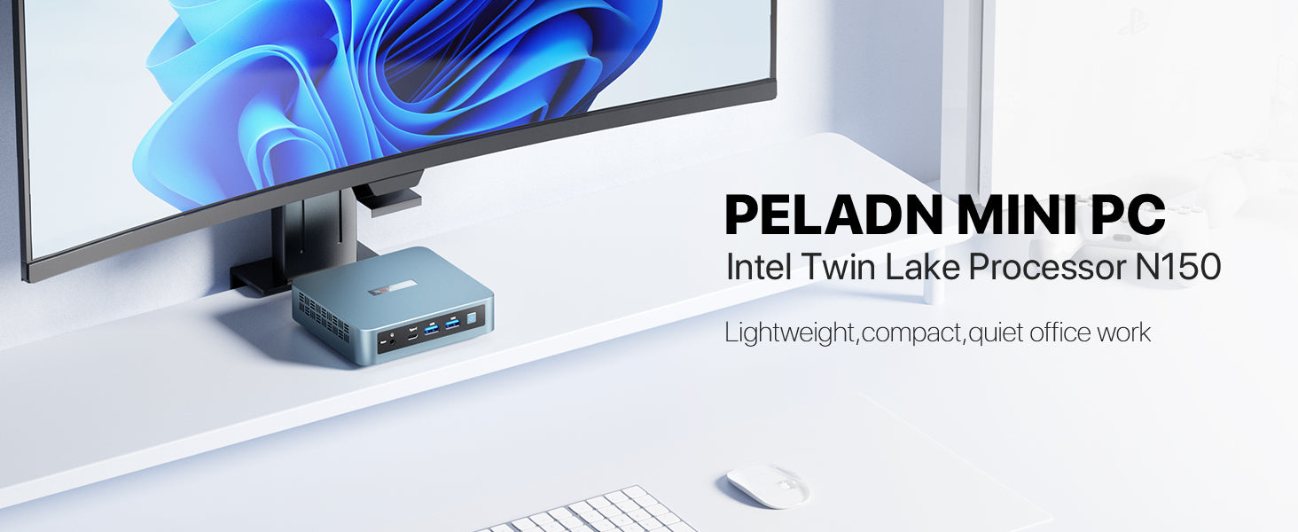 PELADN Intel Twin Lake N150 (Upgraded N100,up to 3.6GHz) Mini PC